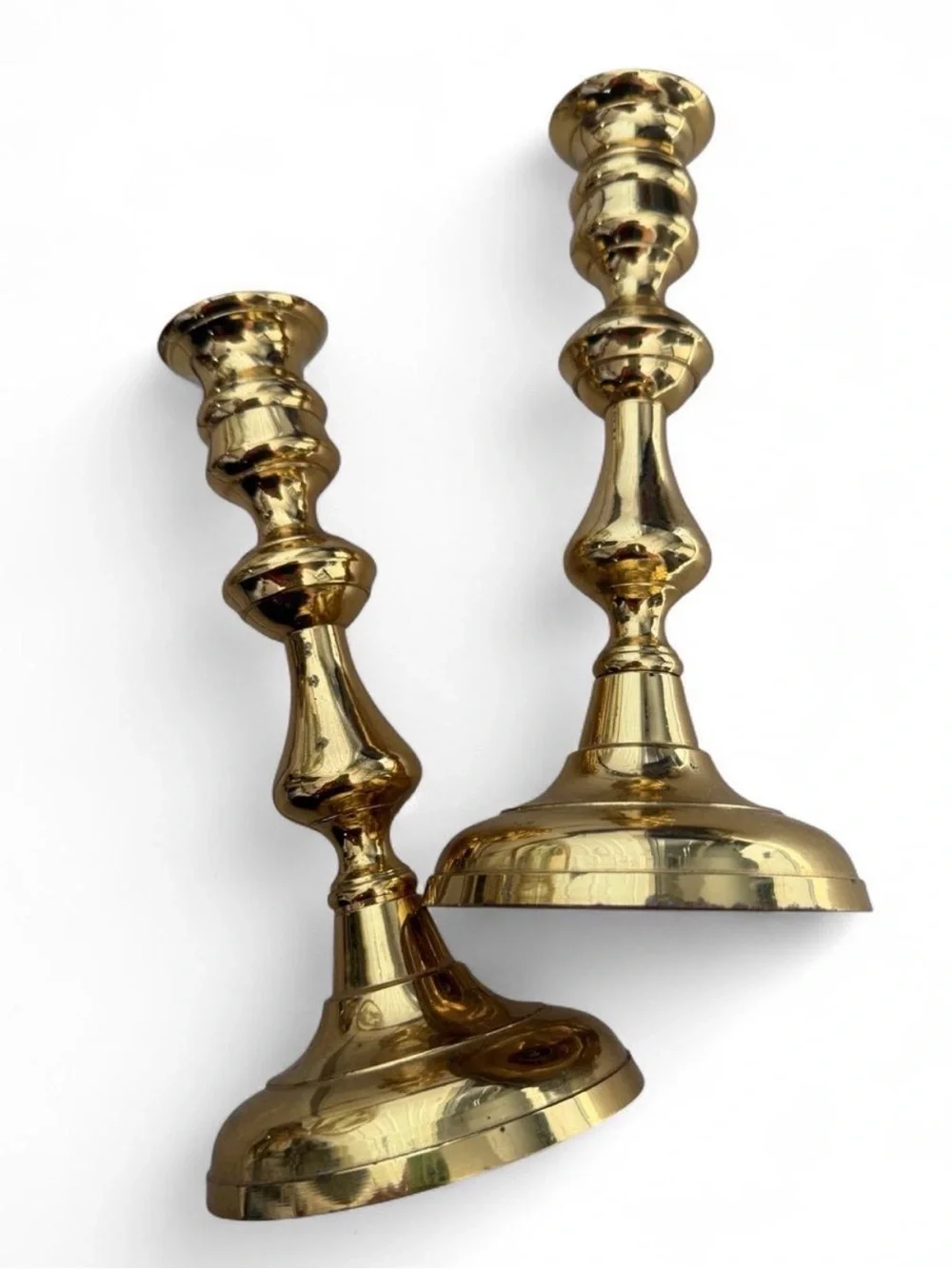 Vintage Cottagecore Bundle- wooden frame and brass candlesticks